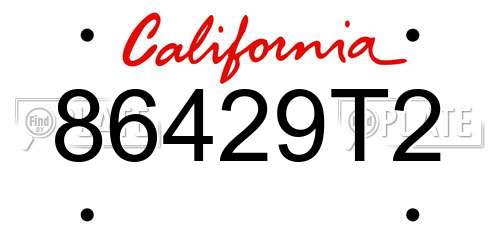 86429T2 California License Plate