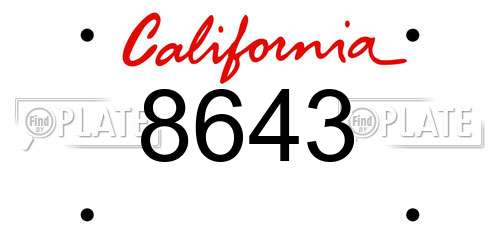 8643 California License Plate