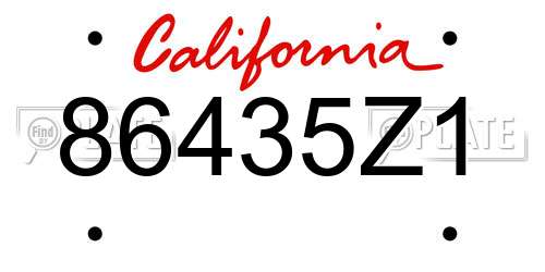 86435Z1 California License Plate