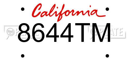 8644TM California License Plate