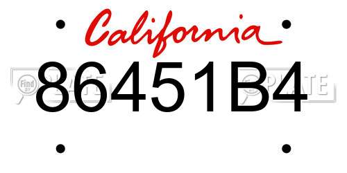 86451B4 California License Plate