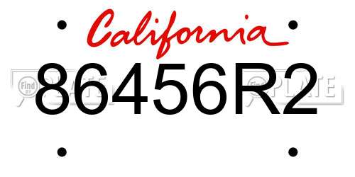 86456R2 California License Plate