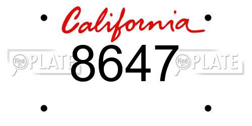 8647 California License Plate