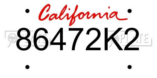 86472K2 California License Plate