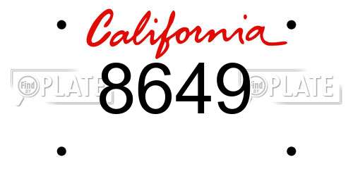 8649 California License Plate