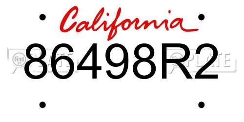 86498R2 California License Plate
