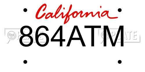 864ATM California License Plate