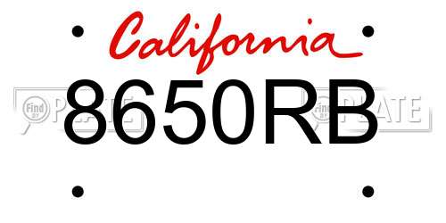 8650RB California License Plate
