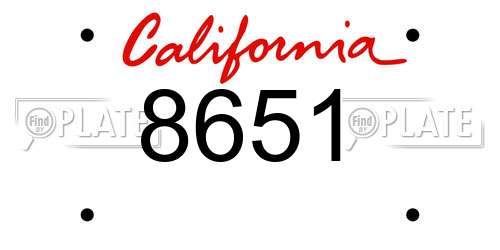 8651 California License Plate