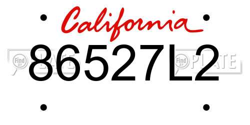 86527L2 California License Plate