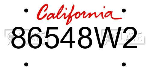 86548W2 California License Plate