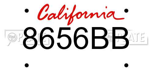 8656BB California License Plate