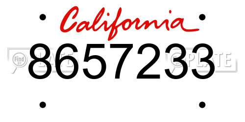 8657233 California License Plate