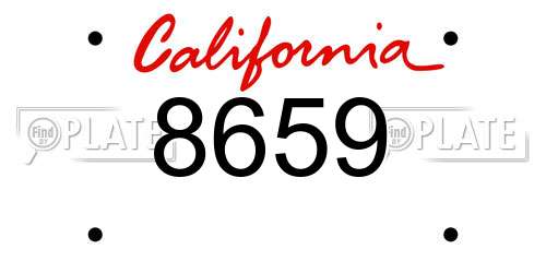 8659 California License Plate