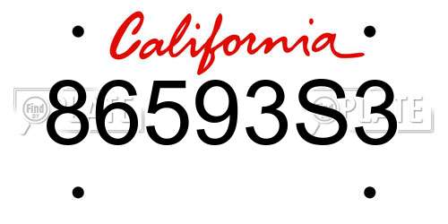 86593S3 California License Plate