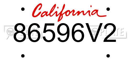 86596V2 California License Plate