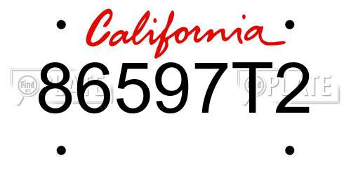 86597T2 California License Plate