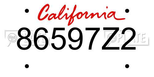 86597Z2 California License Plate