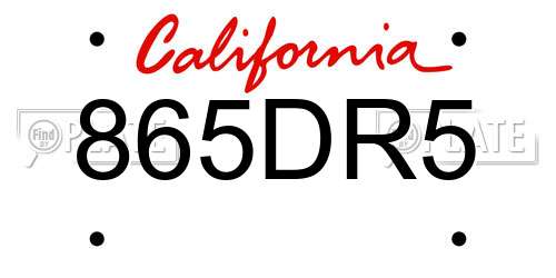 865DR5 California License Plate