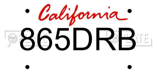 865DRB California License Plate
