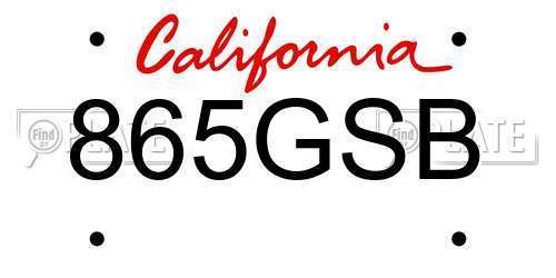 865GSB California License Plate