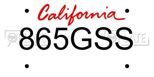 865GSS California License Plate