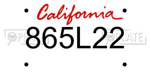 865L22 California License Plate
