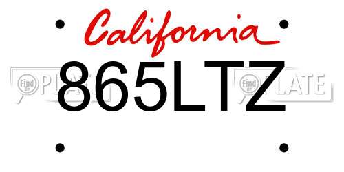 865LTZ California License Plate