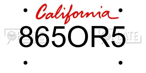 865OR5 California License Plate