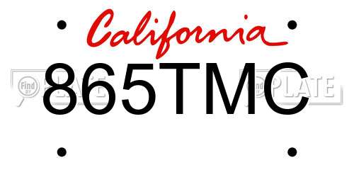 865TMC California License Plate