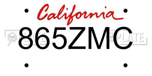 865ZMC California License Plate
