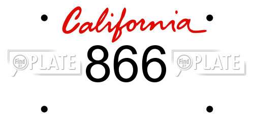866 California License Plate