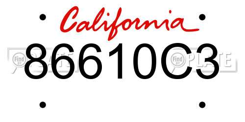 86610C3 California License Plate