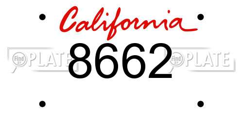 8662 California License Plate