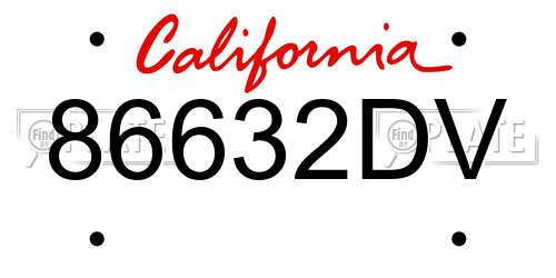 86632DV California License Plate
