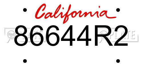86644R2 California License Plate