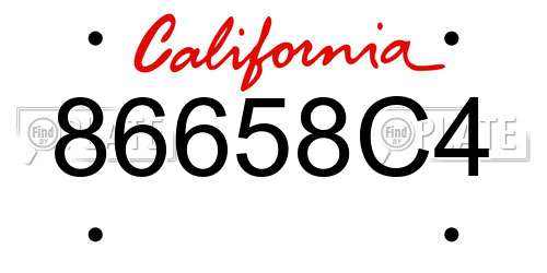 86658C4 California License Plate