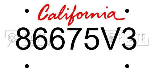 86675V3 California License Plate