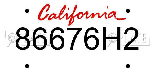86676H2 California License Plate
