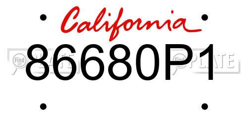 86680P1 California License Plate