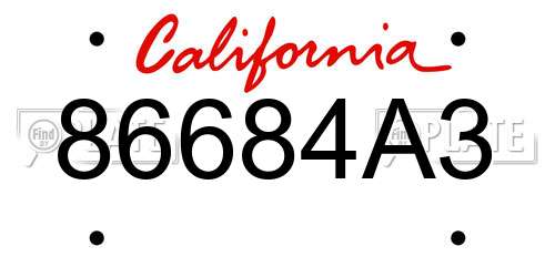 86684A3 California License Plate
