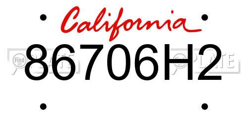 86706H2 California License Plate