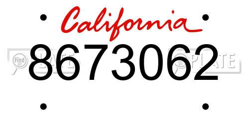 8673062 California License Plate
