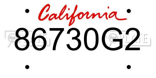 86730G2 California License Plate