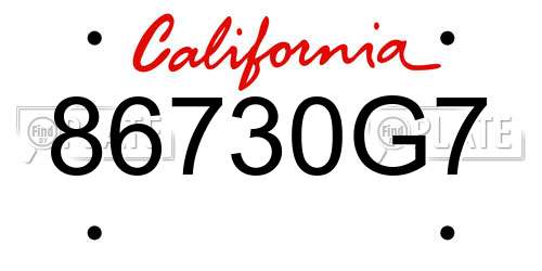 86730G7 California License Plate