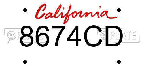 8674CD California License Plate