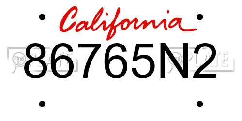 86765N2 California License Plate