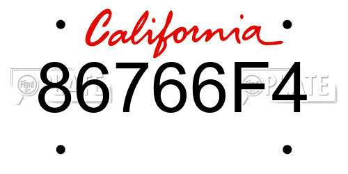 86766F4 California License Plate