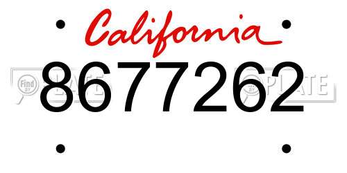 8677262 California License Plate
