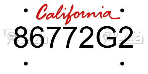 86772G2 California License Plate